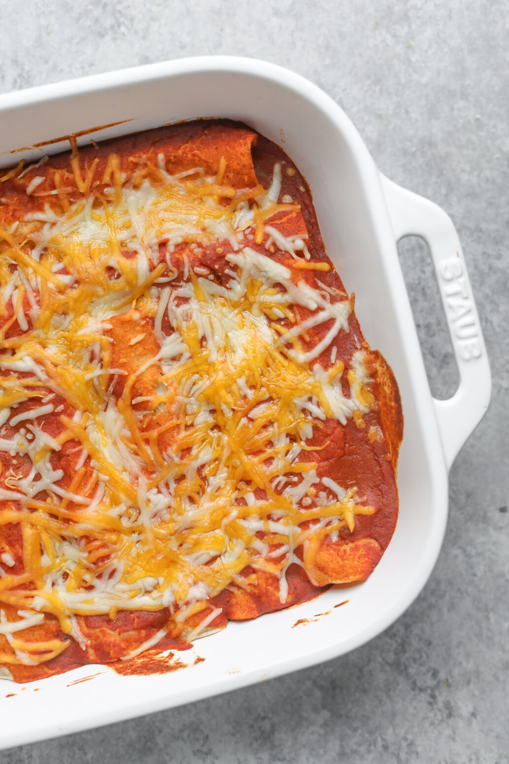 cheesy two bean enchiladas