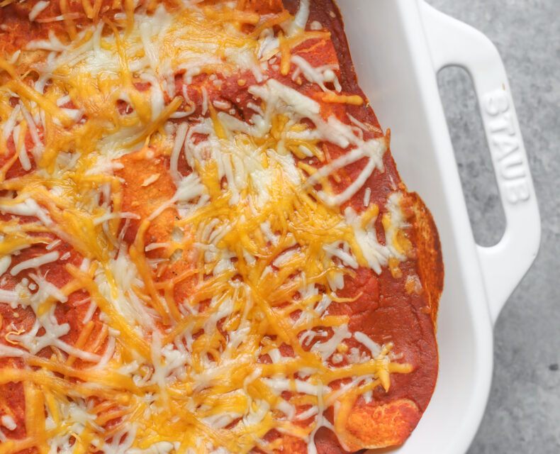 cheesy two bean enchiladas
